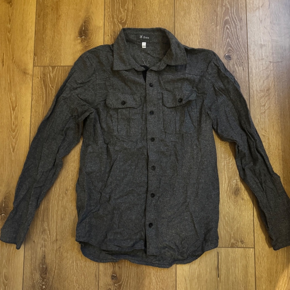 Vintage Ibex wool button-up shirt - men's small - gray